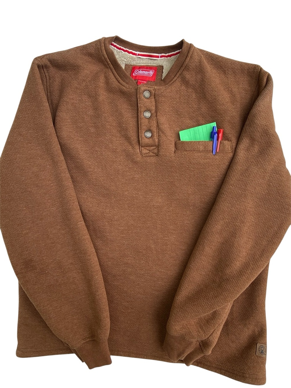 Coleman Long Sleeve Brown Henley Top